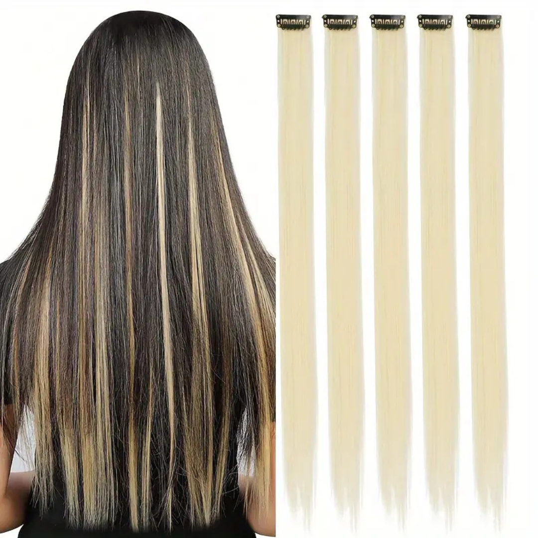 Extensiones de Clip de Cabello Natural Liso – Pack de 14 piezas.