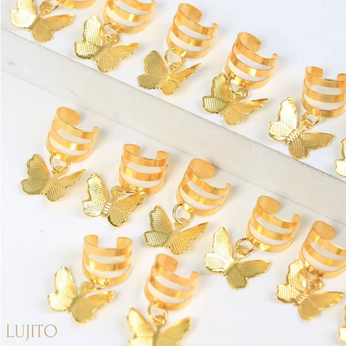 10 Pcs Gold Butterfly Decor Hollow Out Hair Rings, Dirty Braids Hair Accessories, Punk Street Style Women'S Hair Accessories