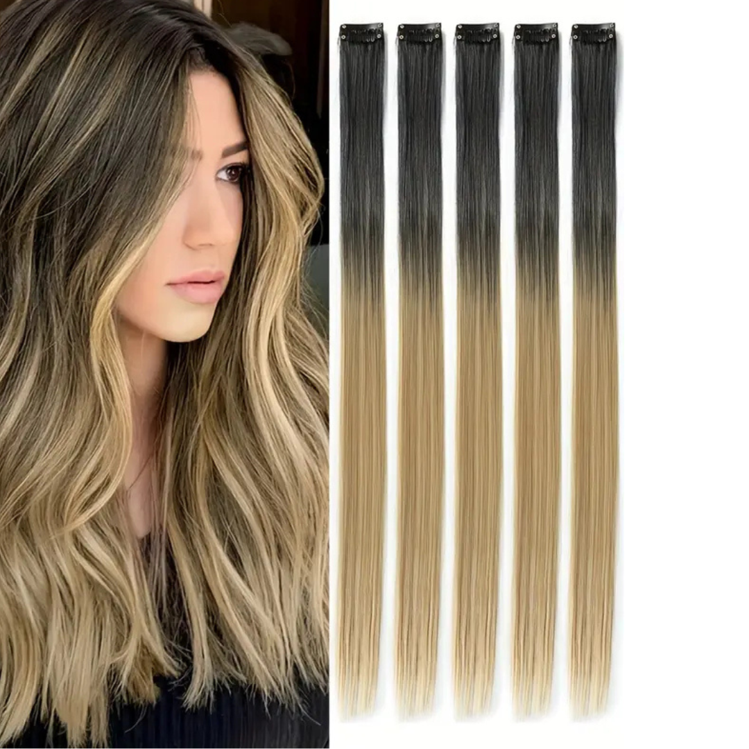 Extensiones de Clip de Cabello Natural Liso – Pack de 14 piezas.