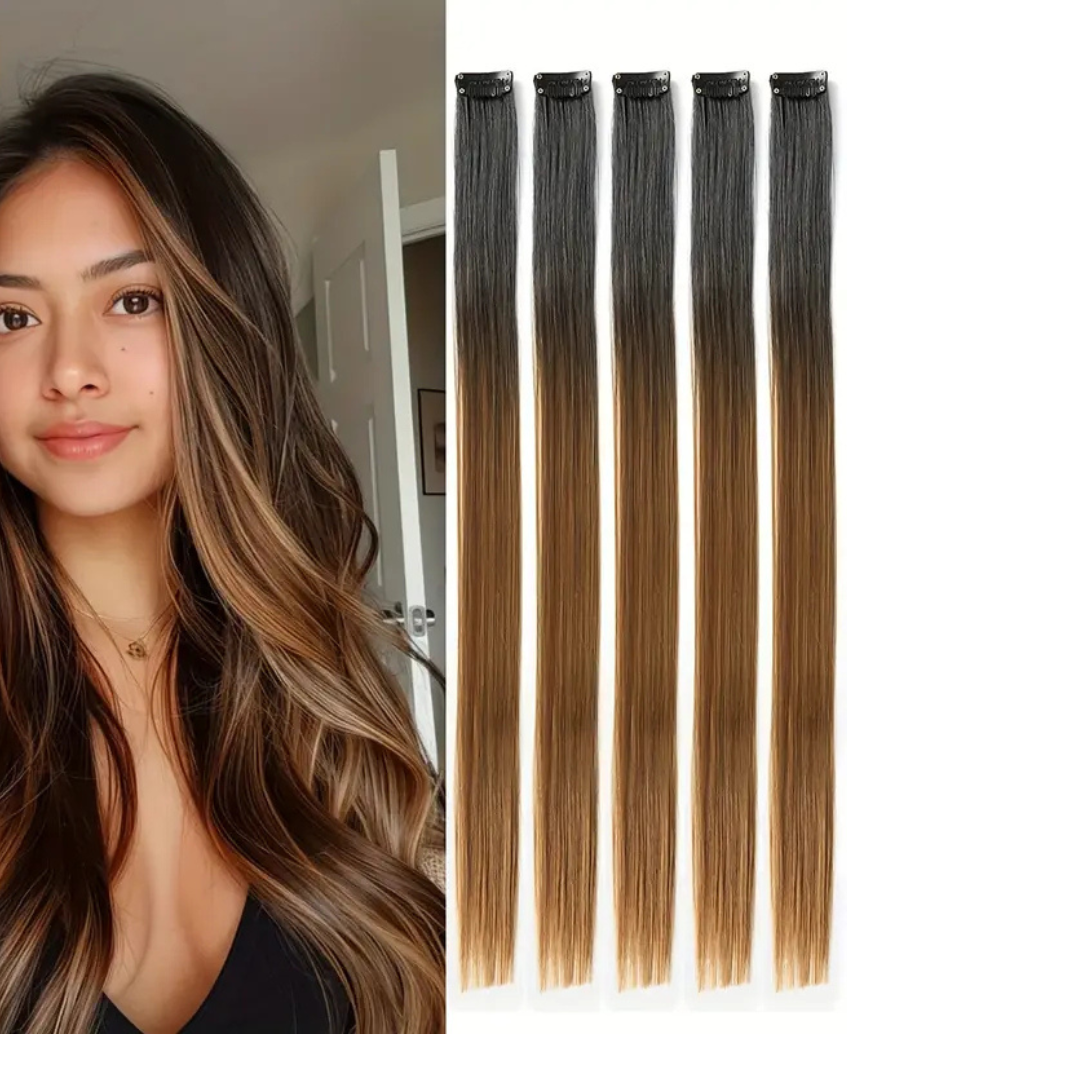 Extensiones de Clip de Cabello Natural Liso – Pack de 14 piezas.