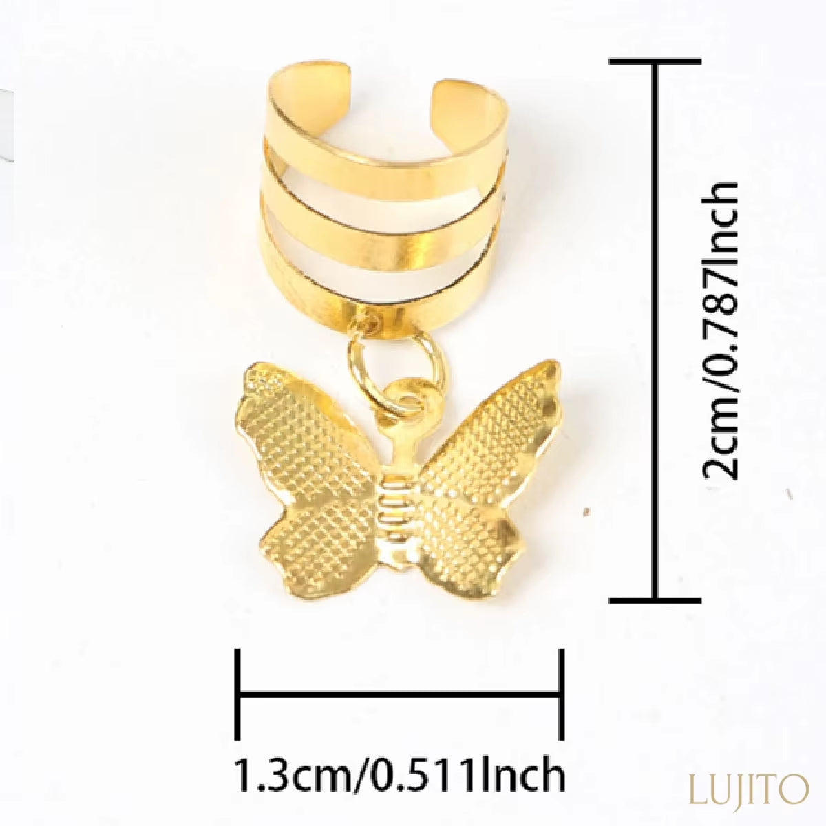 10 Pcs Gold Butterfly Decor Hollow Out Hair Rings, Dirty Braids Hair Accessories, Punk Street Style Women'S Hair Accessories