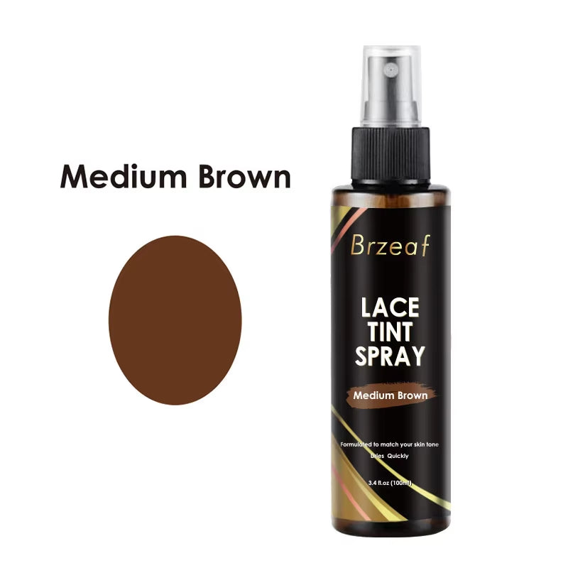 Lace Tint Spray for Lace Wigs Dark Brown Middle Brown Light Brown Lace Tint Spray for Closures, Wigs and Closure Front 100Ml